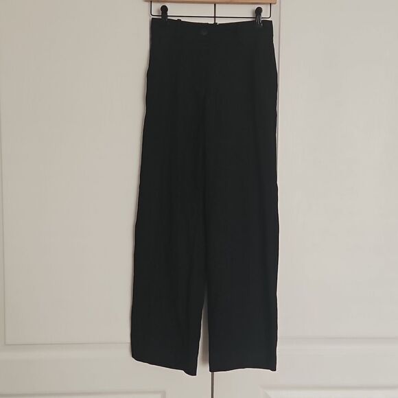 H&M Women's High-Rise Wide Leg  Dress Pants Black 0 - Picture 2 of 16